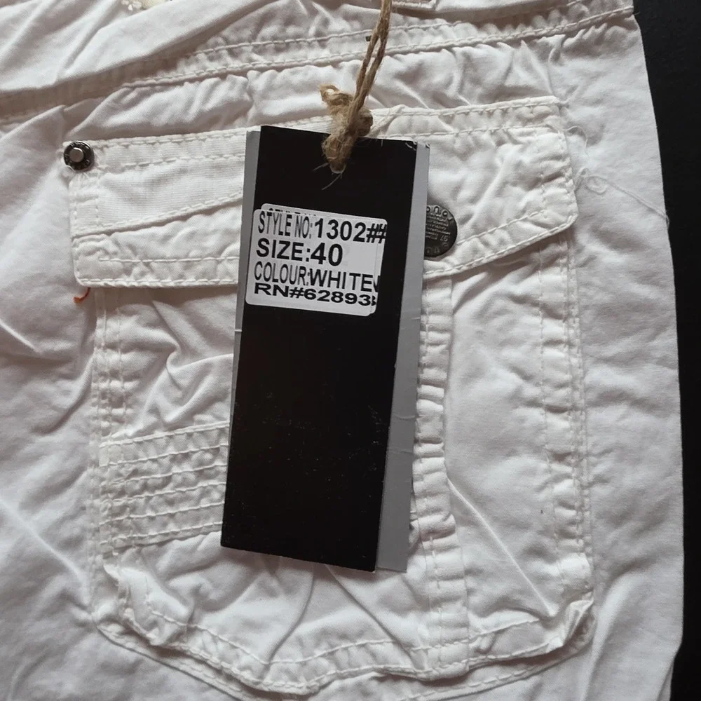 Vintage Stone Touch Cargo Shorts Skater Baggy Combat White Grunge Long 40 NWT
